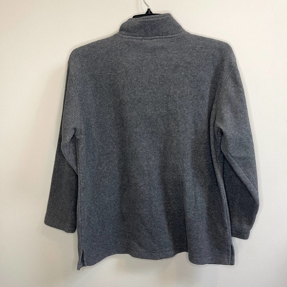 Womens Floral Embroidered Quarter Zip Fleece Sweatshirt Basic Editions Gray L - Picture 4 of 5